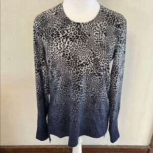Vince Camuto Leopard Print Black gray purple  Long Sleeve Blouse Size XS EUC